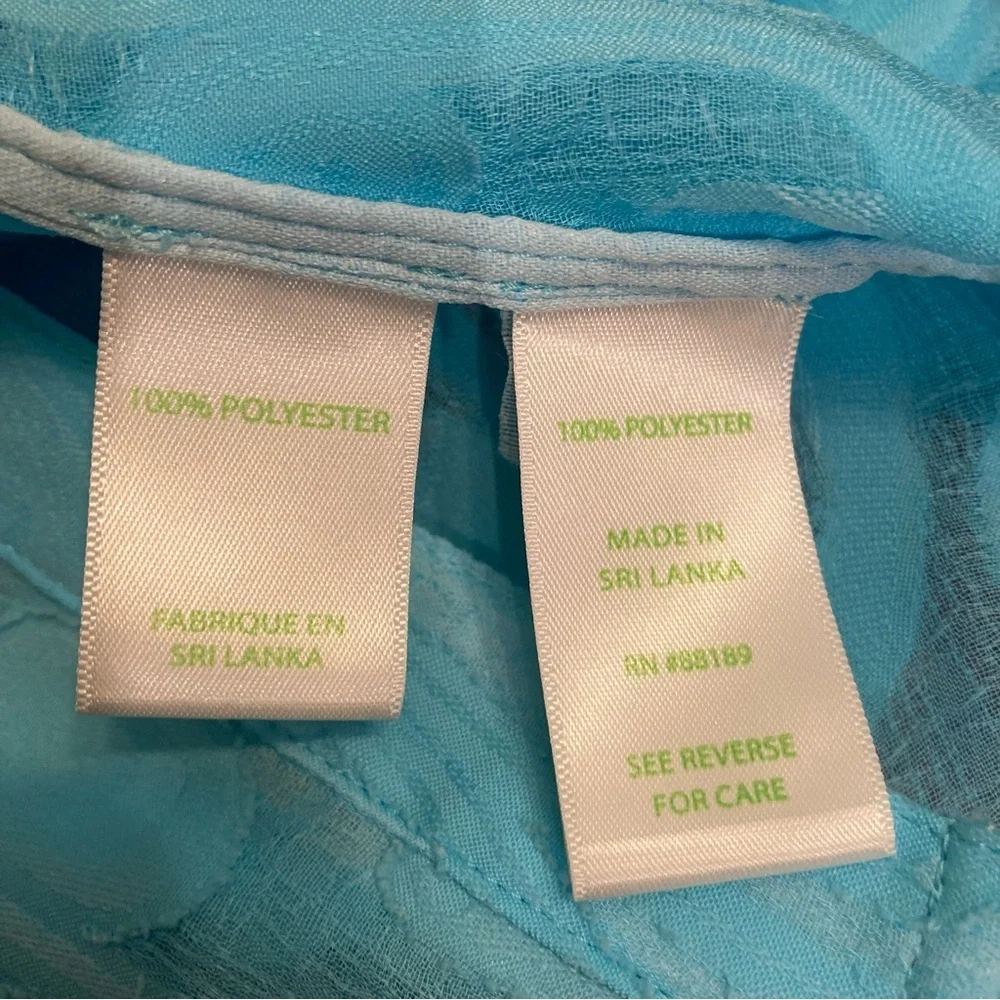 Lilly Pulitzer Light Blue Button-Down Sheer Shirt- - Picture 9 of 9